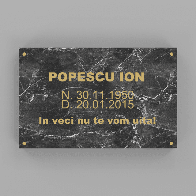 Placă comemorativă din marmură neagră 60x40 cm Placă comemorativă din marmură neagră 60x40 cm