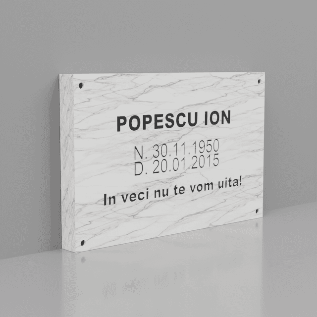 Placă comemorativă din marmură albă 40x40 cm Placă comemorativă din marmură albă 40x40 cm