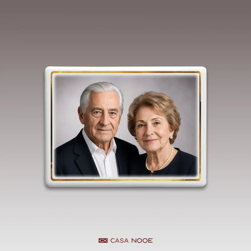 Fotoceramică dreptunghiulară cu margine si fir de aur Fotoceramică dreptunghiulară cu margine si fir de aur